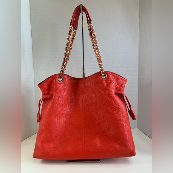 Tory Burch Marion Red/Orange Slouchy Tote w/Dust Bag - Picture 2 of 16